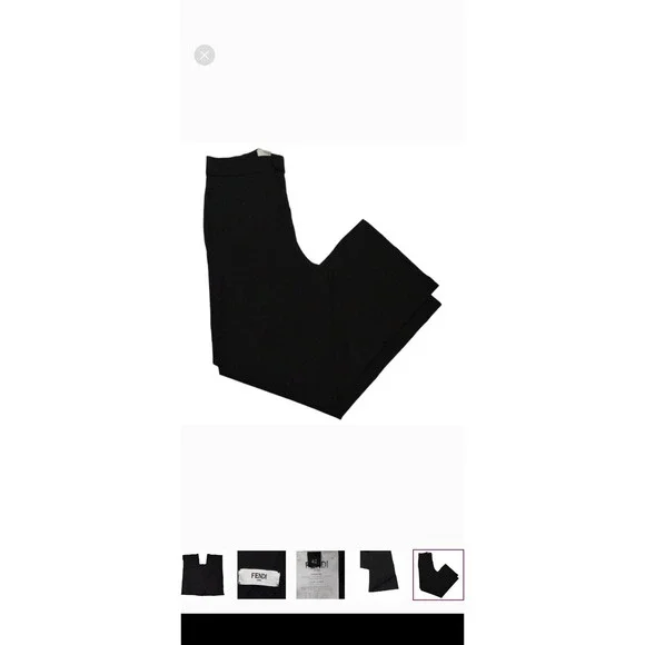 FENDI Women's 42 Wool‎ Blend Slit Wide Leg Flat Front Trouser High Rise Pants